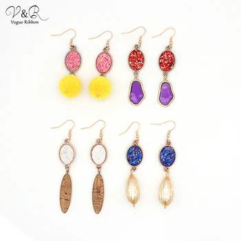

New DIY Handmade Jewelry Making Bead Pom Ball Similated Pearl Charm Pendants Drop Dangle Earring Set Components Fashion DIY-096