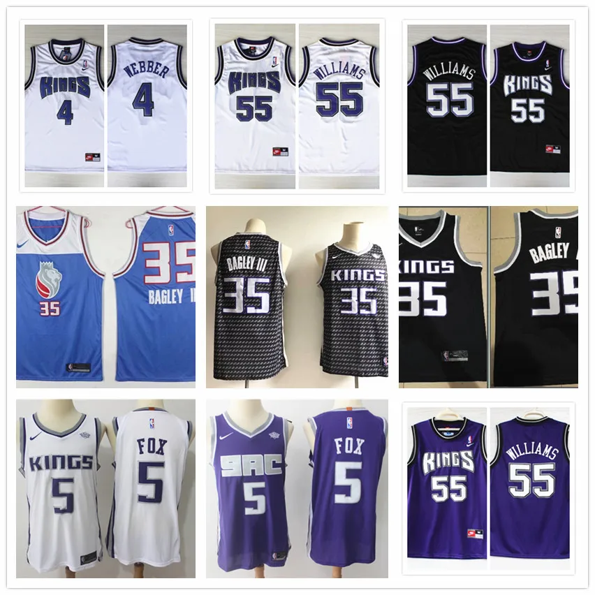 Sacramento De'Aaron Fox Marvin Bagley Chris Webber Джейсон Вильямс баскетбольные майки для мужчин