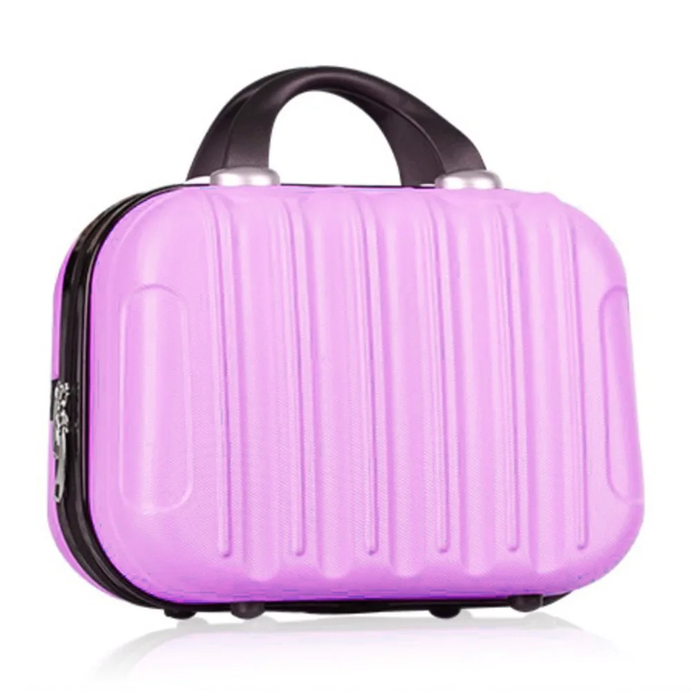 

14 Inch Vertical Striped Carrying Simple Travel With Strap Practical Case Hard Cosmetic Bag Suitcase Small Anti Pressure Solid