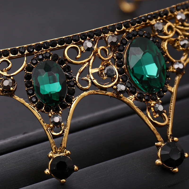 Vintage Green Rhinestones Crystal Wedding Crown Bridal Tiara Headpiece Jewelry Hair Ornament jewelry accessories jewelry set hair accessory hair headdress bridal headwear hair band crown