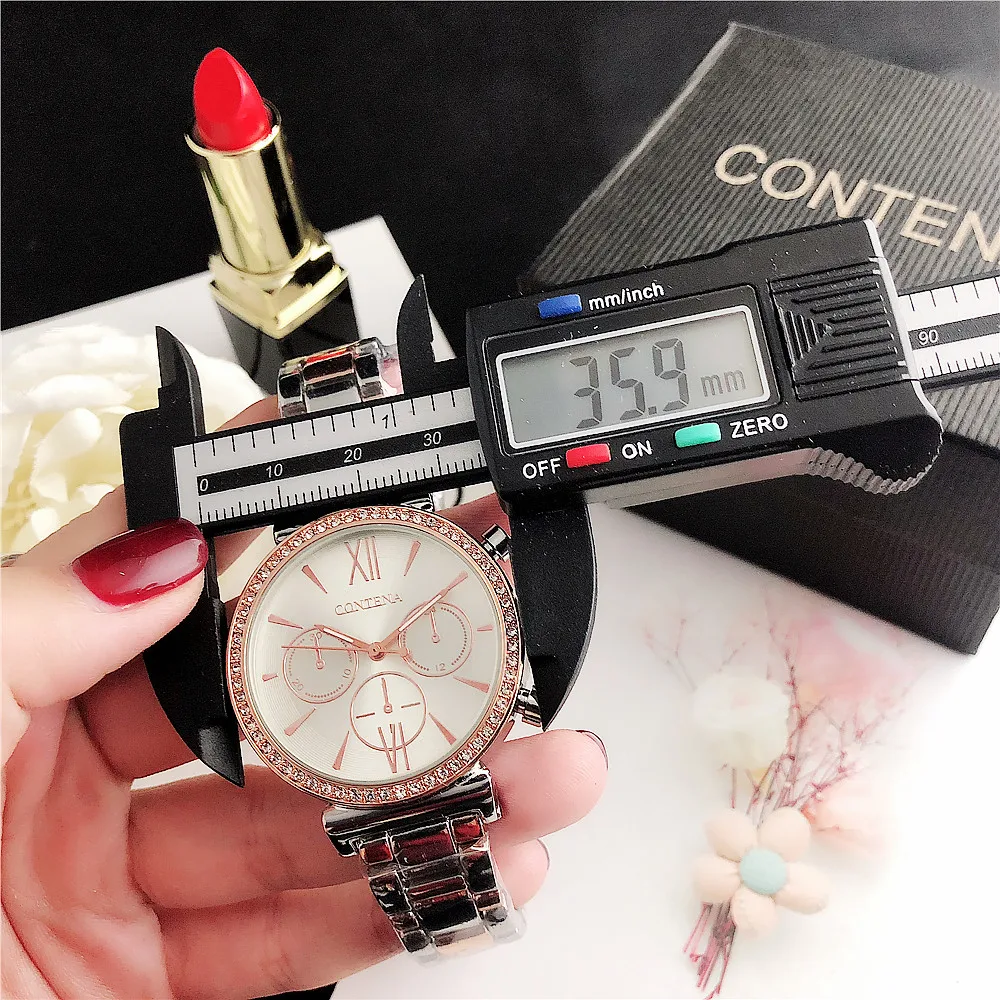 CONTENA модные красивые Кварцевые часы Женские часы из нержавеющей стали reloj mujer красивые роскошные часы-браслет женские часы