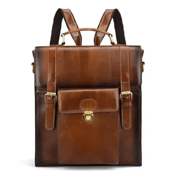 

Multifunctional Backpack Genuine Leather Crossbody Bags Real Material Handmade Backbag Vintage Style