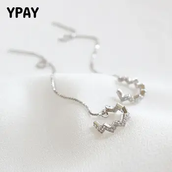 

YPAY Exquisite Lightning Zircon Dangle Earrings for Women Genuine 925 Sterling Silver Long Earring Brinco Fine Jewelry YME145