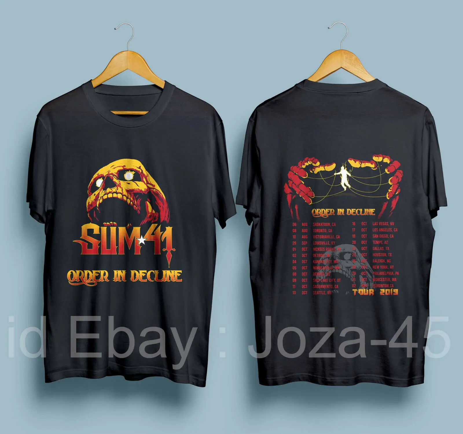 

Sum 41 Order In Decline Tour 2019 with Dates Men's Black T-Shirt Size : S-3XL T Shirt Gift More Size top tee
