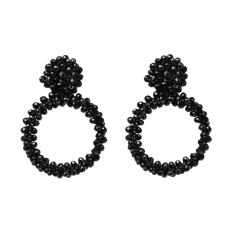 Jujia модные черные шикарные серьги в форме капель из бисера большие серьги для женщин Brincos массивные ювелирные изделия Pendientes - Окраска металла: 51929-BK