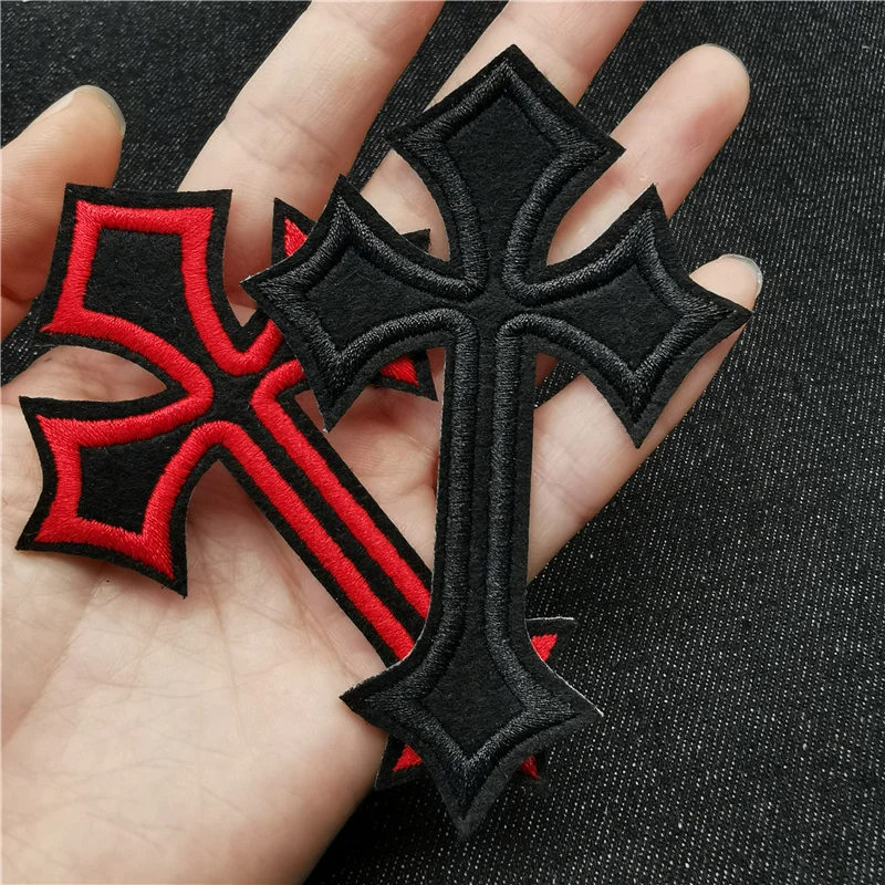 5Pcs Gold Silver Black Cross Iron On Transfers Patches For Clothing Rock  Punk Sticker