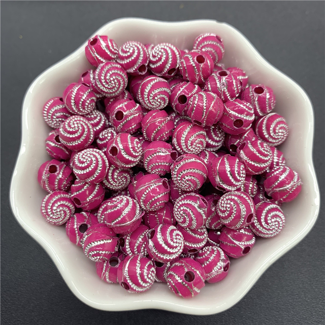 8mm Acrylic Spacer Beads Carving Vortex Loose Round Shape Beads For Jewelry Making