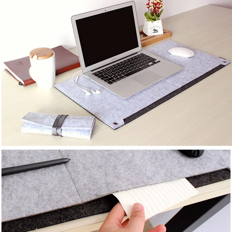 New Style Grey Washable Felt Table Mat Book Pen Holder Gaming Mouse Pad Computer Cushion for Home School Office Use