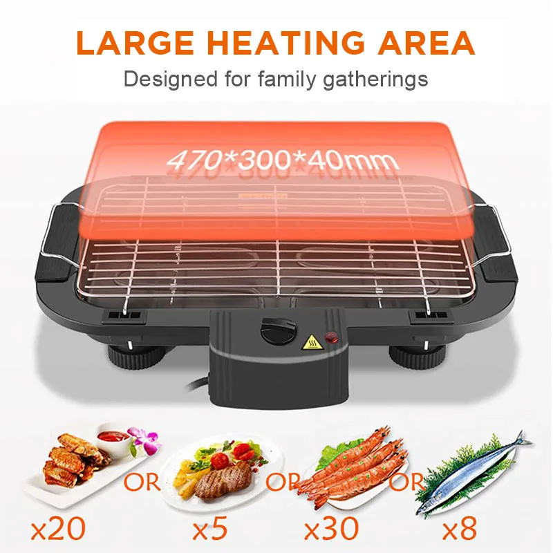 New 2024 Electric Table Top Grill BBQ Barbecue Garden Camping Cooking Indoor 1300W 5