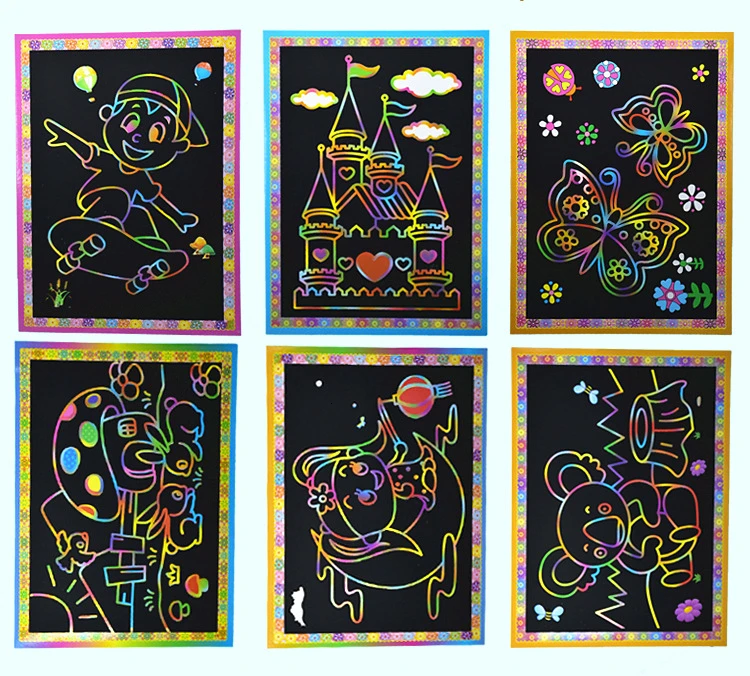 20 штук 2-в-1 Magic Цвет бумага для скретч Арта карты картина-раскраска для детей Творческий набор игрушек для рисования познавательные оптом
