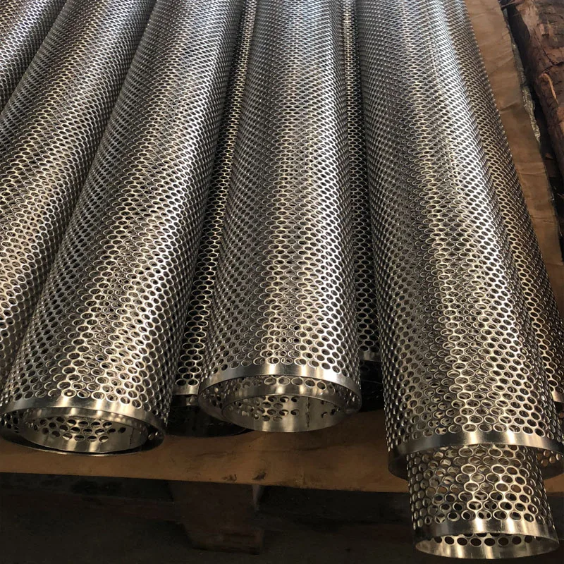 1 meter length SS304 stainless steel metal filter tubes pipes cylinder with holes punch industrial for exhaust silencer