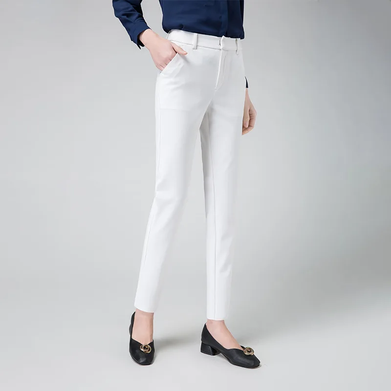 

New Women Casual Spring Autumn Long Trousers Solid Elastic Waist Cotton Linen Pants Ankle Length Pants