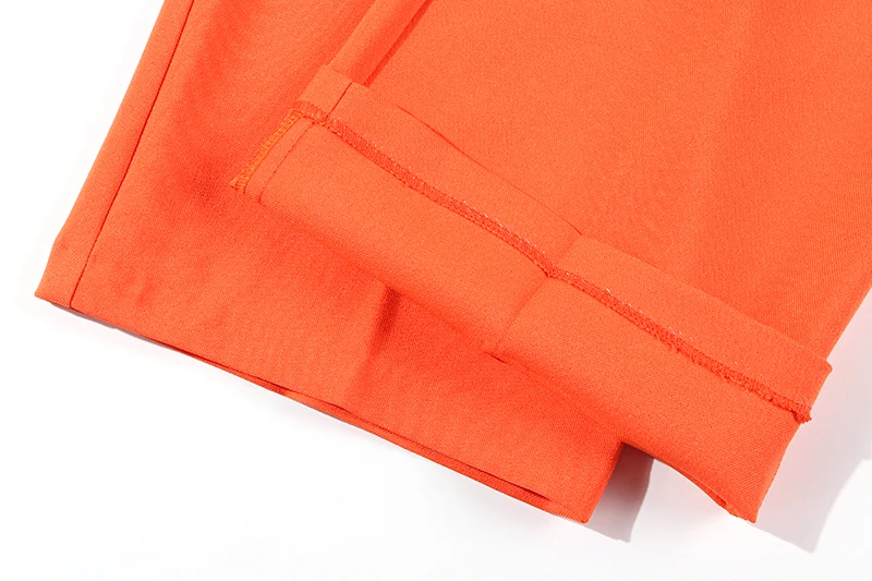 Hoge kwaliteit pak Britse stijl mode Professional OL Formele orange jasje wijde pijpen broek