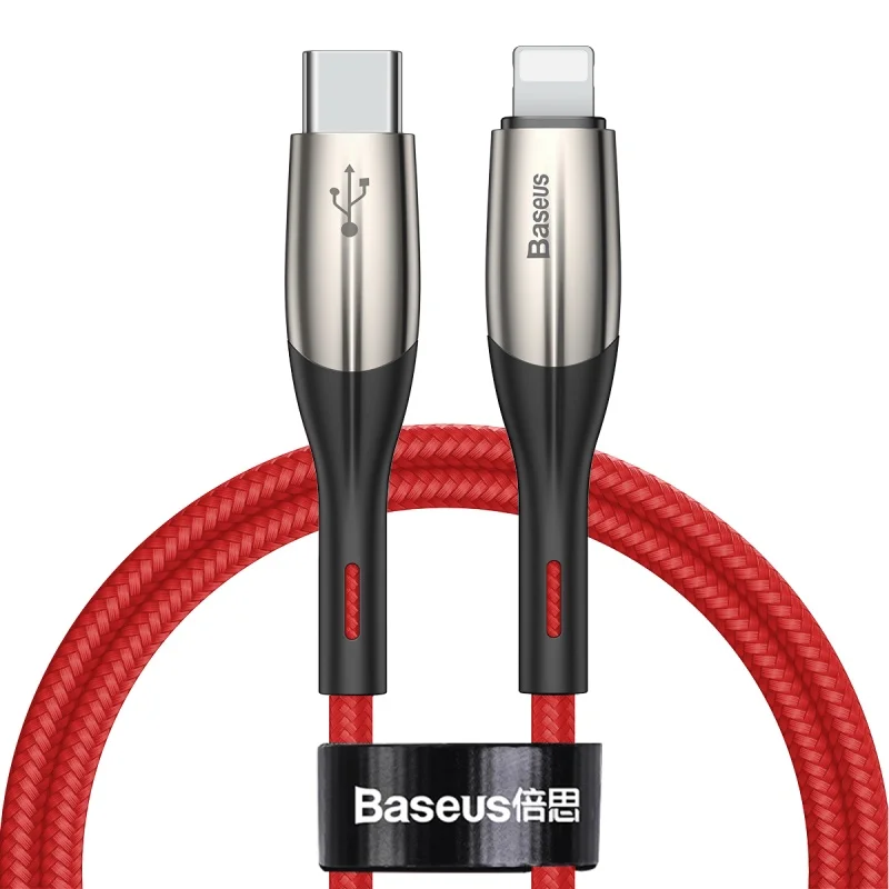 Baseus 18 Вт usb type-C кабель для Lightning провода для iPhone 11 Pro X Xs Max XR PD 3,0 кабель передачи данных для быстрой зарядки usb type-C шнур - Название цвета: Red 1M