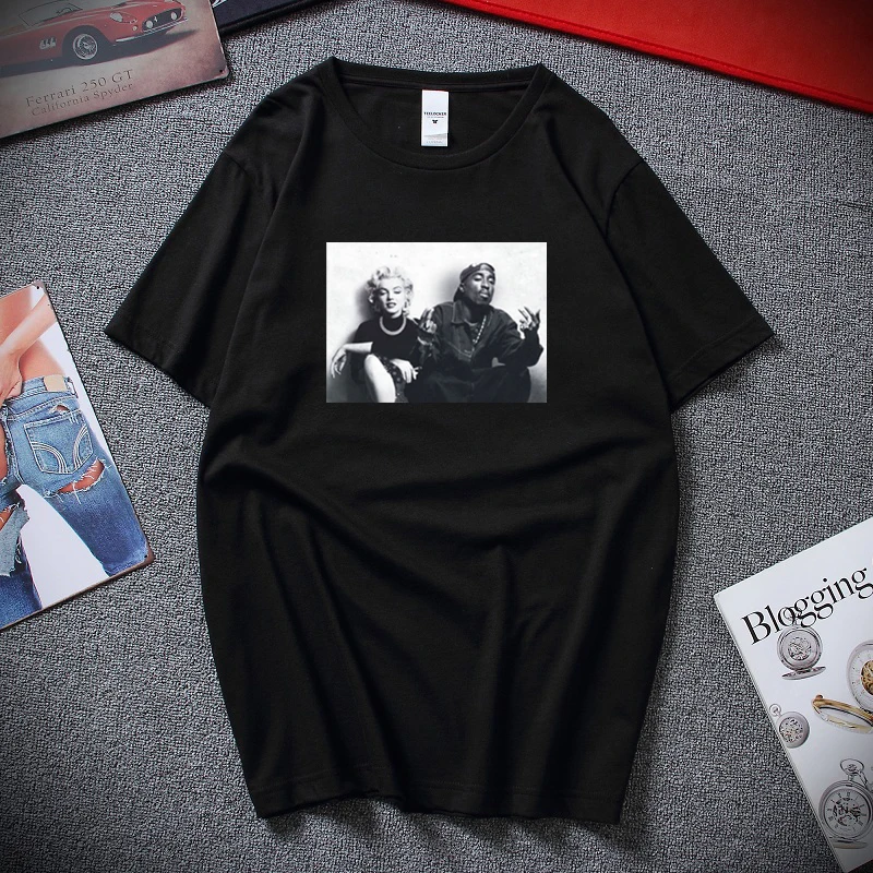 

Fashion Design Free Shipping Legends Tupac Marilyn Monroe 2Pac Men'S Crew Neck Short-Sleeve Printing Machine T Shirts sbz137