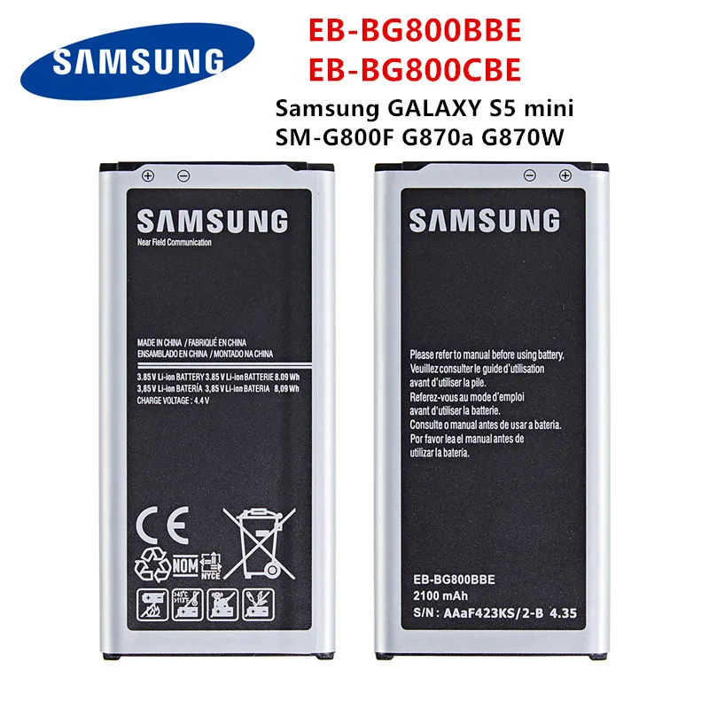 

SAMSUNG Orginal EB-BG800BBE EB-BG800CBE 2100mAh battery For Samsung GALAXY S5 mini S5MINI SM-G800F G870A G870W Mobile Phone
