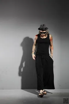 

Korean version of the new summer style loose loose-fitting comfortable tie with wide leg pants skirt casual trousers nine