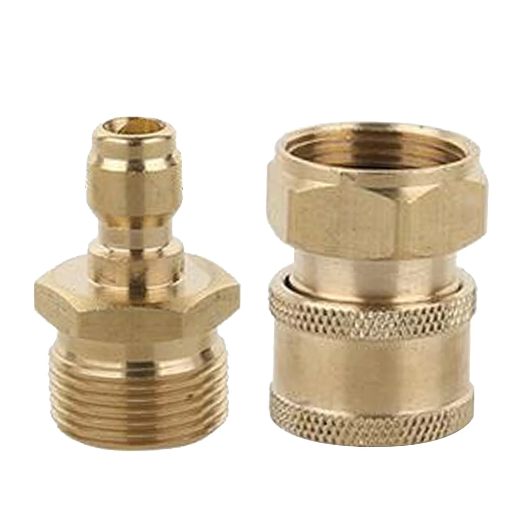 2pcs M22 Male & M22 Female Durable Brass Quick Coupler Garden Hose Adaptor