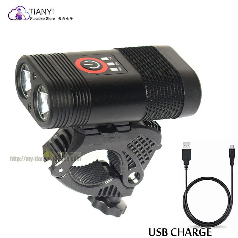 

USB Charging Built-in Battery Bike Night Riding Lighting Waterproof Light Double Light 360 Degree Rotating Bicycle Spotlight