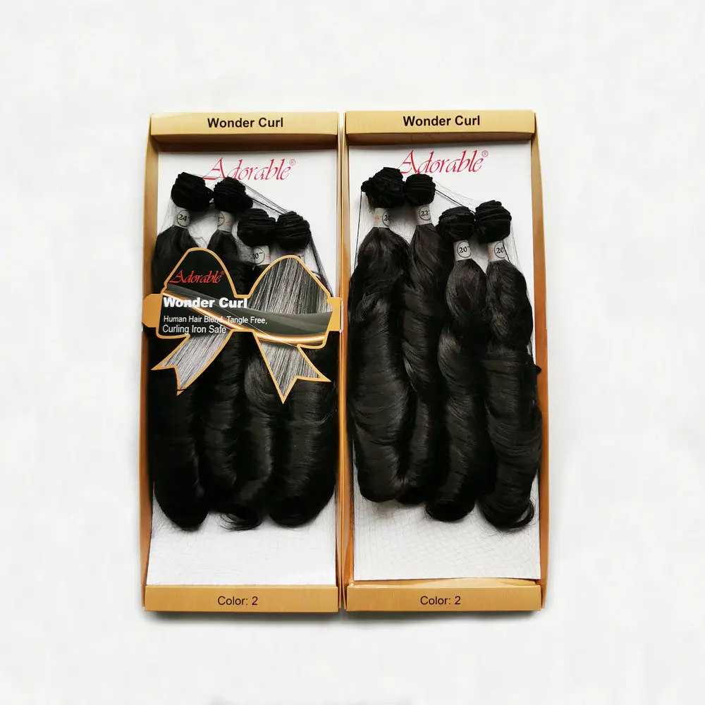 Adorable Box Locs Synthetic Curly Hair Weaves Ironed,Black Heat Resistant Fiber Packet Hair Bundles 24 INCH Wonder Curl 4pcs