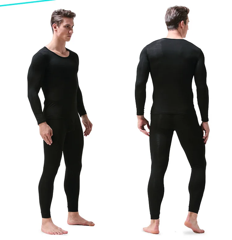 Thickened With Velvet Round Collar Long Johns Suit Male Set Men Winter Warm Thermal Underwear merino wool long underwear