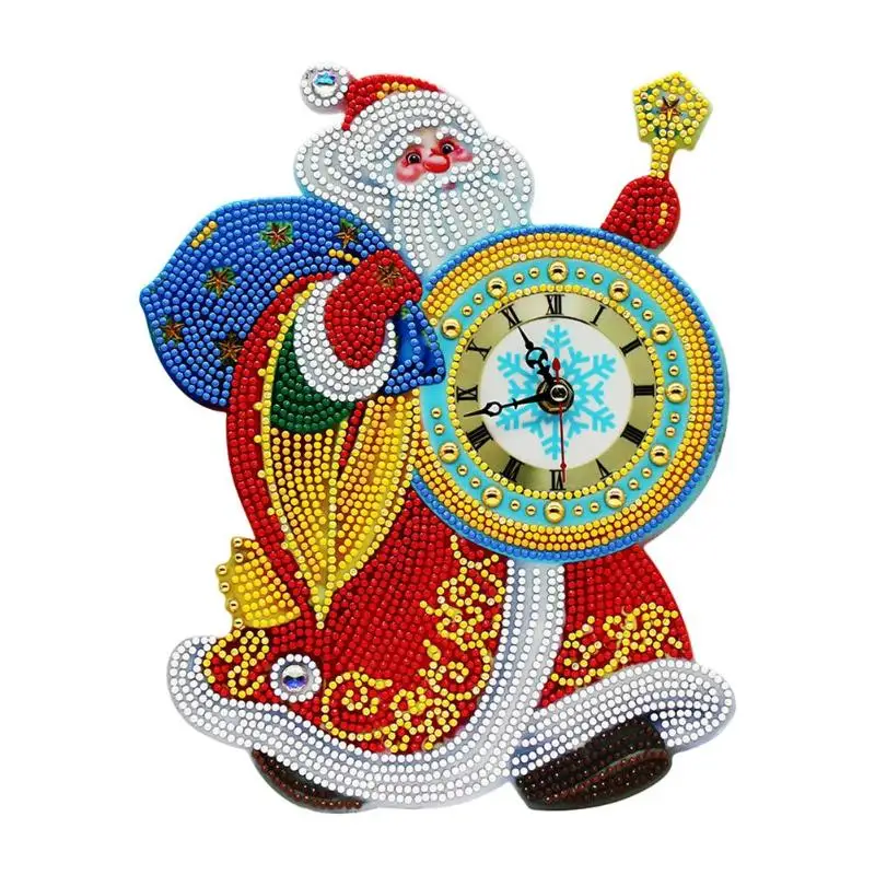 DIY полная дрель Алмазная картина Санта Клаус часы домашний висячий орнамент Алмазная вышивка крестиком часы Рождественский Декор