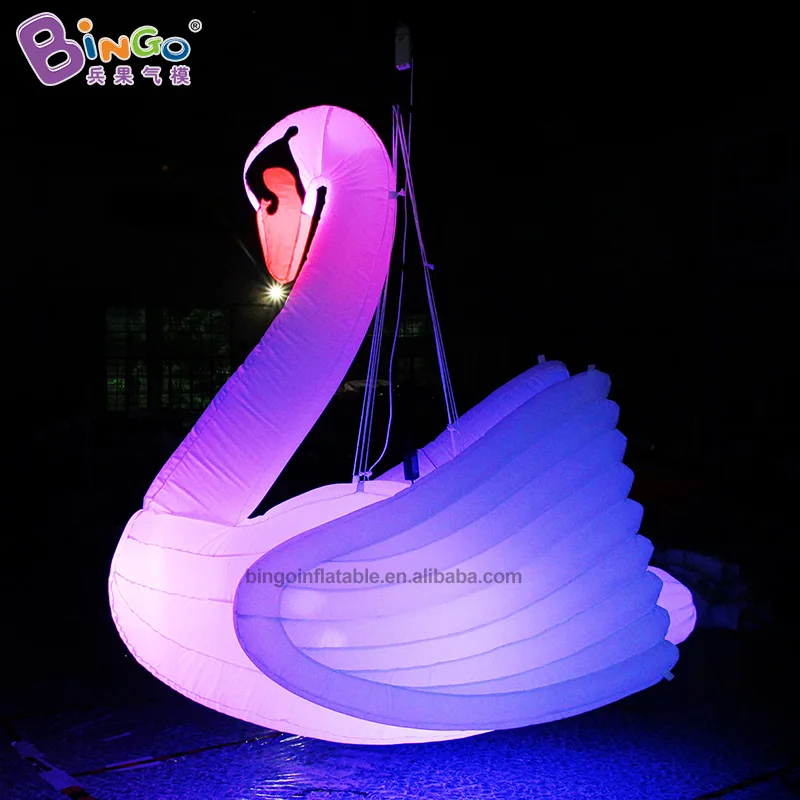 Hot selling 2.2 meters height inflatable lighting swan hanging LED cartoon colored lights swan model decoration toys