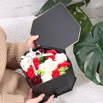

Double Drawer Decoration Wedding Bath Rose Romantic Heart Gift Box Valentine's Day Soap Flower Body Girlfriend Party Petal