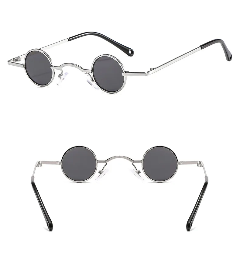 Small Size Round Sunglasses Men Cool Hip Hop Retro Punk Sun Glasses Metal Frame Fashion Women Eyewear Mirror UV400 with Box NX