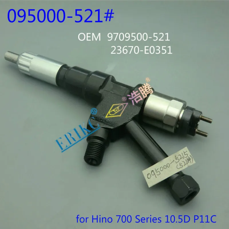 ERIKC 095000-5210 23670-E0351 инжектор common rail 5210 дизельная топливная система впрыска 9709500-521 для Hino серии 700 10.5D P11C