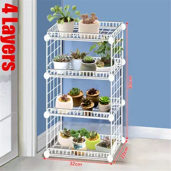 

New Household Wrought Iron Multi-layer Plant stand With Four Sides Of Fence Rack Balcony Indoor Garden Flower Pot Shelf Detach