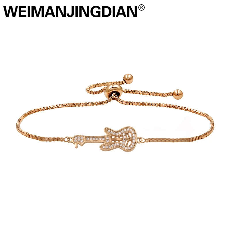 WEIMANJINGDIAN New Arrival Music Guitar Cubic Zirconia CZ Bolo Bracelet in Gold / Silver Color Plated