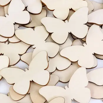 

TINKSKY 50pcs Natural Unfinished Cutout Shape Wooden Butterfly