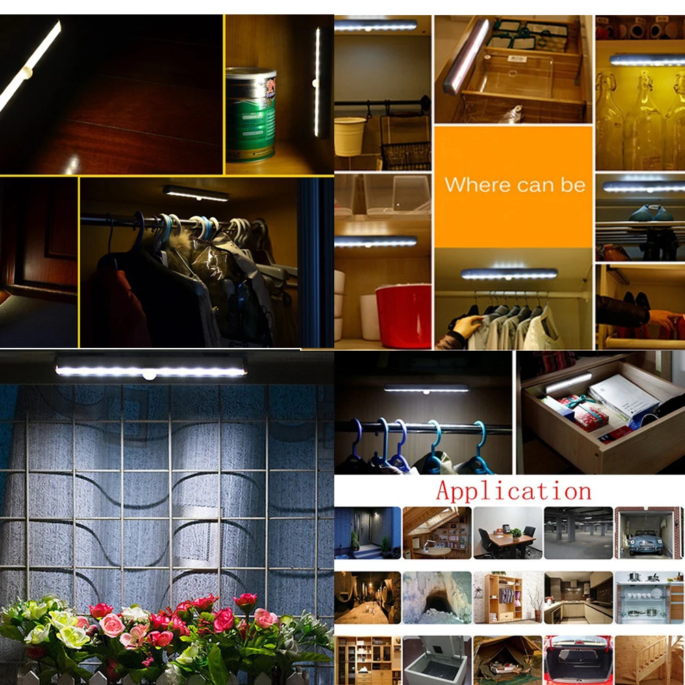 Светодиодный светильник для шкафа с датчиком движения ИК-Инфракрасная жесткая полоска для бара настенный светильник для шкафа USB Перезаряжаемый шкаф для шкафа лампа