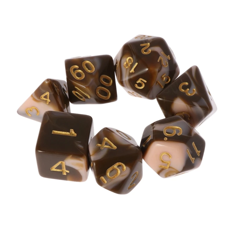 OOTDTY 7 шт./набор, игральные кости D4, D6, D8, D10, D12, D20, для подземелий и драконов, D& D, ролевые игры