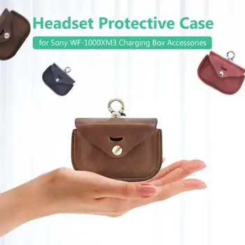 

Crazy Horse Leather Earphone Case Cover for Sony WF-1000XM3 Wireless Earbuds Protective Case with Buckle for Sony WF-1000XM3