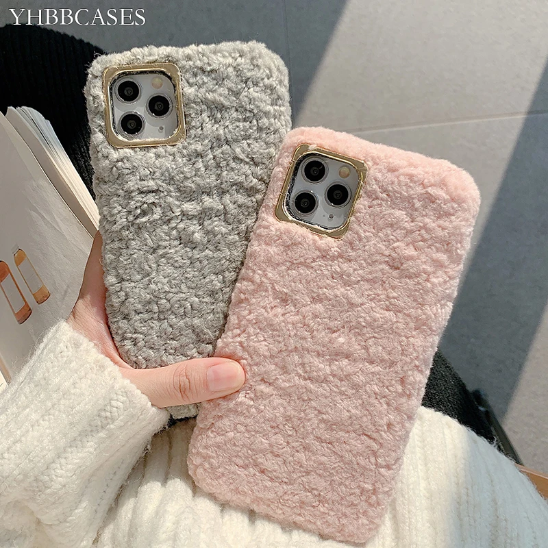 Меховые пушистые плюшевые чехлы YHBBCASES для iPhone 11 Pro зимние теплые мягкие 7 8 Plus XS XR Xs