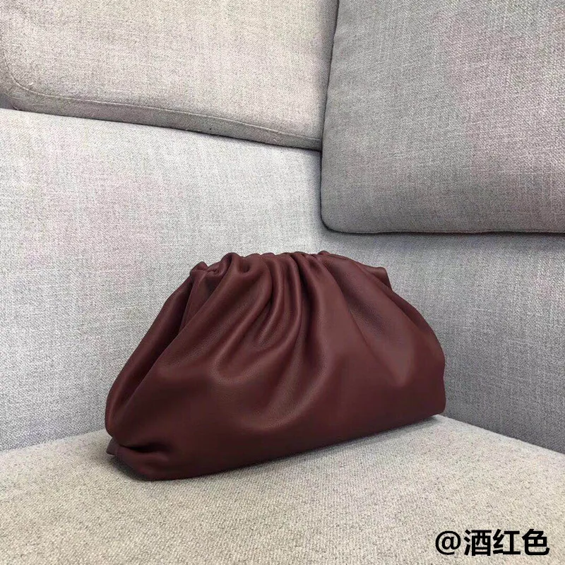 red wine Натуральная коровья кожа облачная сумка через плечо сумки женские дизайнерские Ins клатчи красное вино из овечьей кожи известных брендов - Цвет: red wine