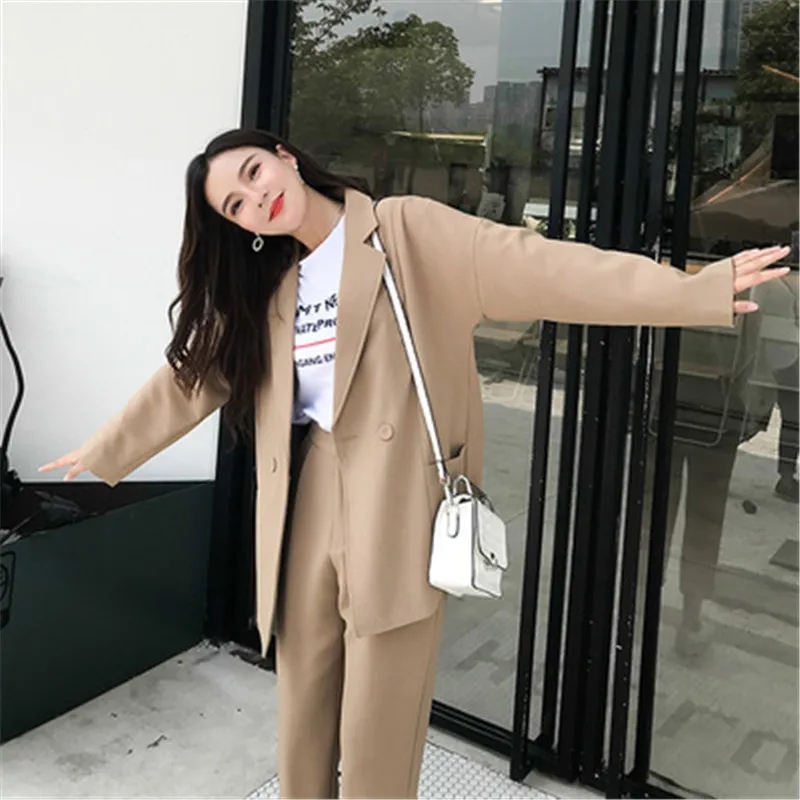 Solid Women Suits Set Elegant Office Lady Business Blazer Jacket& Pencil Pant Women Suits Set Women Clothing Sets Ladies Suits