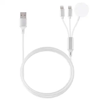 

Multi-function 3 In 1 8 Pin Magnetic Charging Cable for iPhone / Apple Watch, Length : 1m Charging Wire Cord