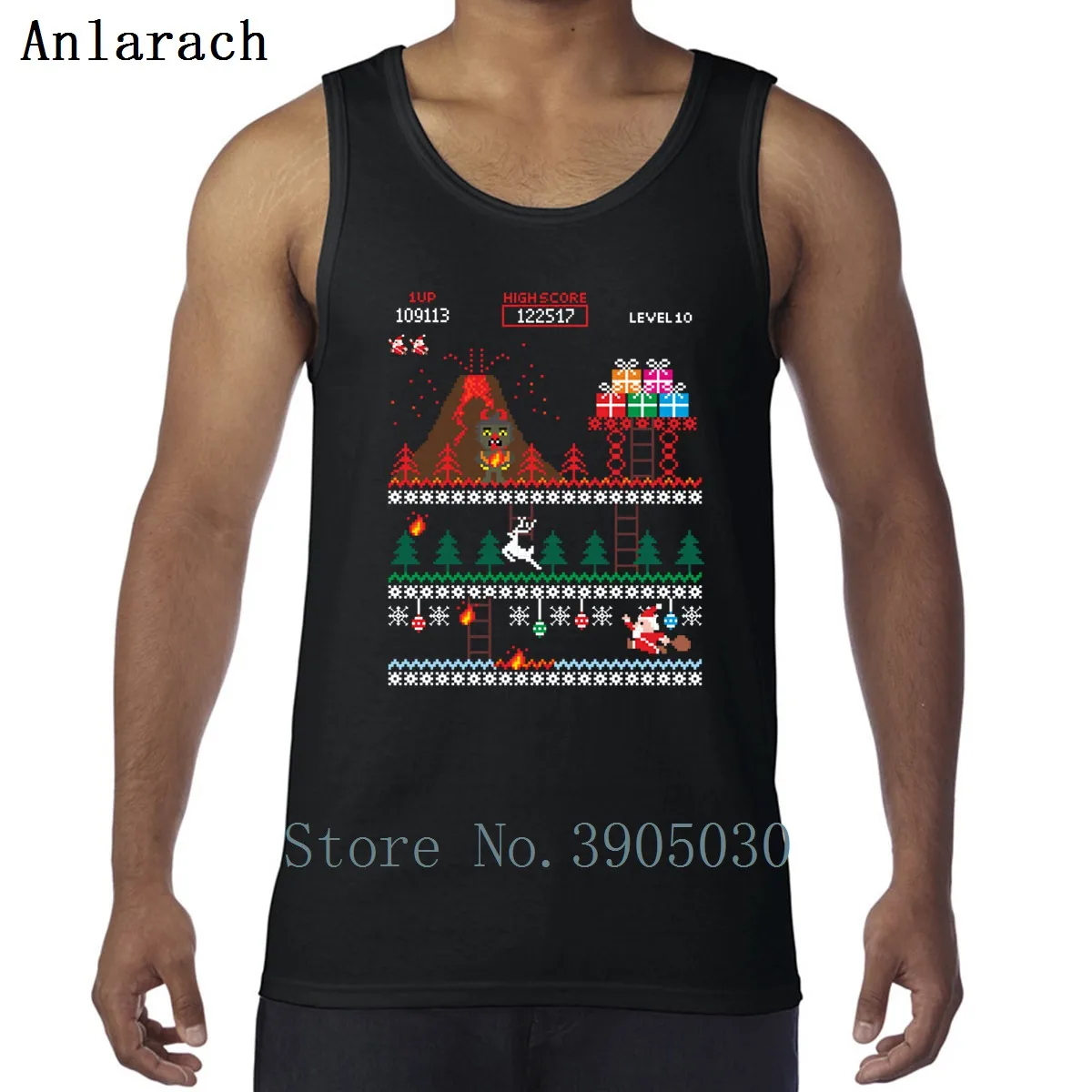 Santa Vs Krampus Merry 8 Bit рождественские жилеты Модный Графический Летний дышащий топ на бретелях для мужчин хлопок спортивная одежда с принтом