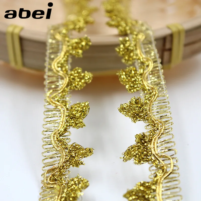 

100Yards 1.8cm Crocheted Gold Lace Trimming Ribbon Tape DIY Wedding Cosplay Clothes Sewing Fabric Handmade Headwear Ornament