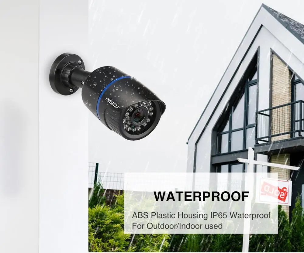 MISECU 2.8mm wide IP Camera 1080P 960P 720P ONVIF P2P Motion Detection RTSP email alert XMEye 48V POE Surveillance CCTV Outdoor