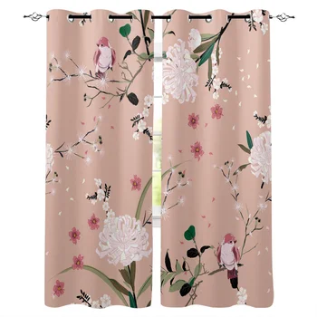 

Multi-size Pink Flowers Pattern Window Curtains Polyester Fabric Living Room Curtain Home Decor
