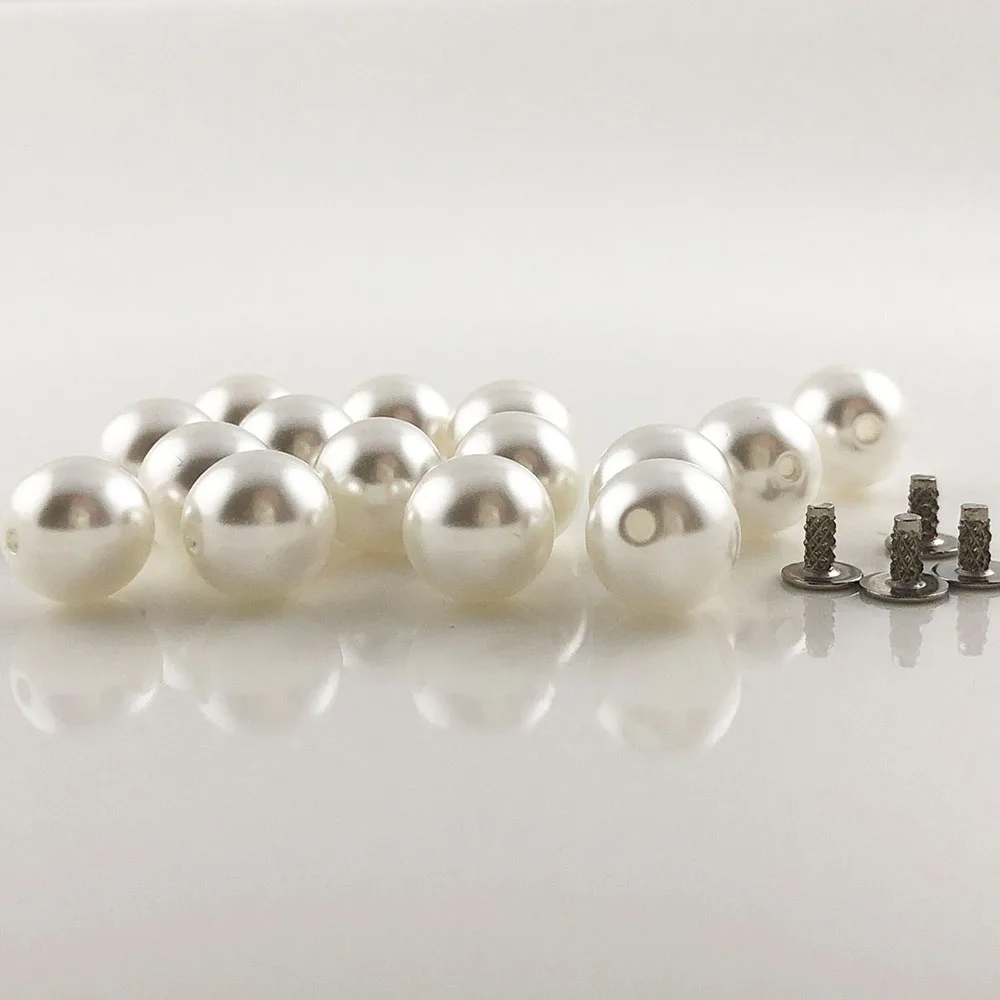 6MM White Коллекция 100/200 года. Круглые заклепки с имитацией жемчуга. Заклепки в стиле панк. Заклепки с шипами. Декоративные заклепки. Подходят для ремней, сумок, обуви, одежды своими руками - Цвет: 6MM White
