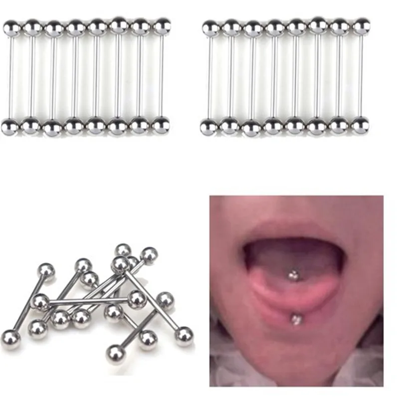 Tongue Nipple Rings Ear Plug Rings Bars Barbell Punk Style Body Piercing Jewelry 10Pcs