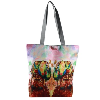 

Retro Elephant Patterns Tote Leisure Handbag Reusable Shopping Bag Casual Beach Bags Simple Shoulder Bags
