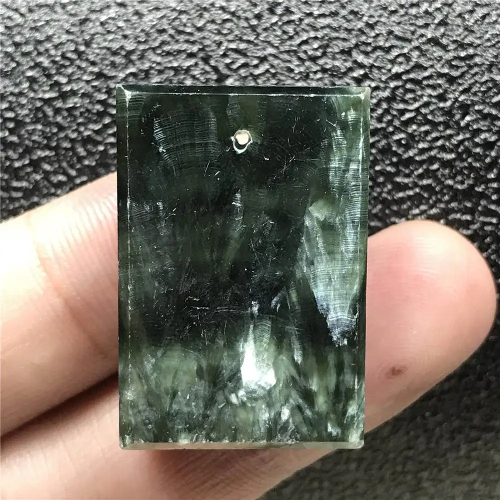 Натуральный зеленый Seraphinite кулон для обувь для мужчин и женщин; 29x19x7 мм бисер с серебряной нитью, с украшением в виде кристаллов прямоугольник камень Модные украшения AAAAA