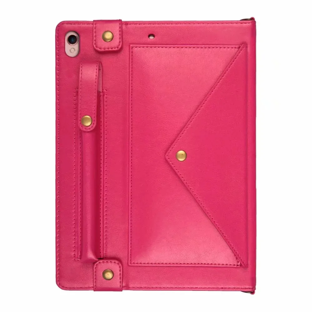 Чехол для Apple iPad Air 3 /Pro 10,5 дюймов с держателем карандаша искусственная кожа, ручка-подставка чехол Funda полная защитная оболочка - Цвет: Розово-красный