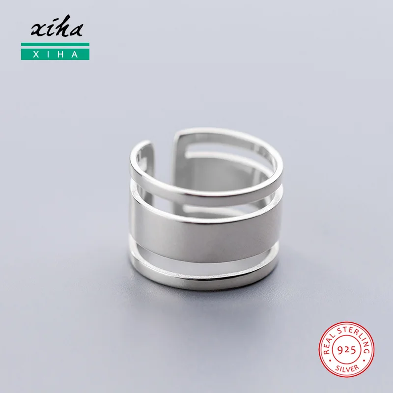 

925 Sterling Silver Rings for Women Open Adjustable Big Wide Simple Pinky Finger Minimalist Jewelry Dropshipping Supplier USA